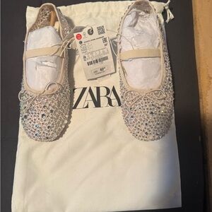 Zara Kids Sparkling Beige Ballet Flats